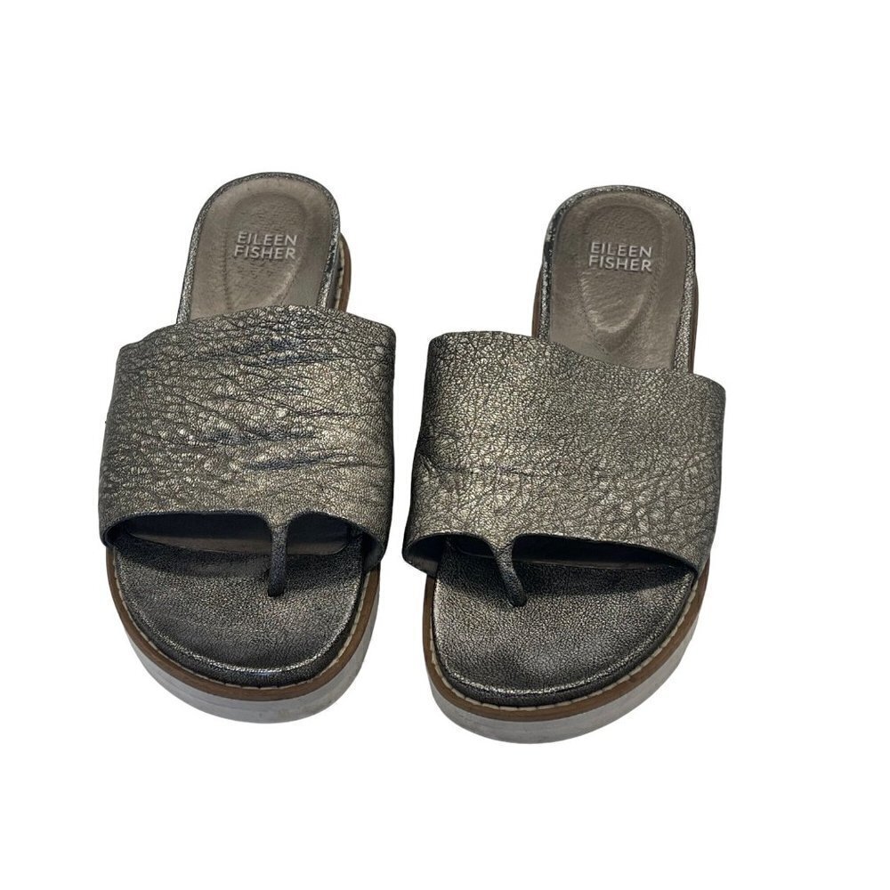 Eileen Fisher Women’s Touch Sandals – Silver Metallic – Size 6M